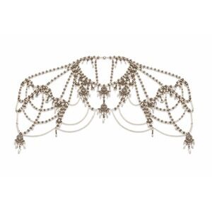 River Island Pearl Rhinestone Body Chain Shoulder Necklace Cape Silver White NEW